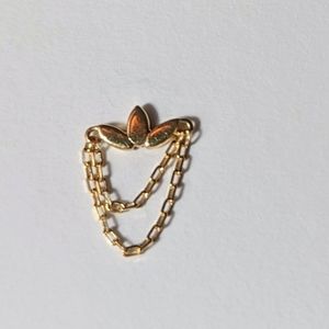Solid 14k gold 3 leaf double chain fan threadless end